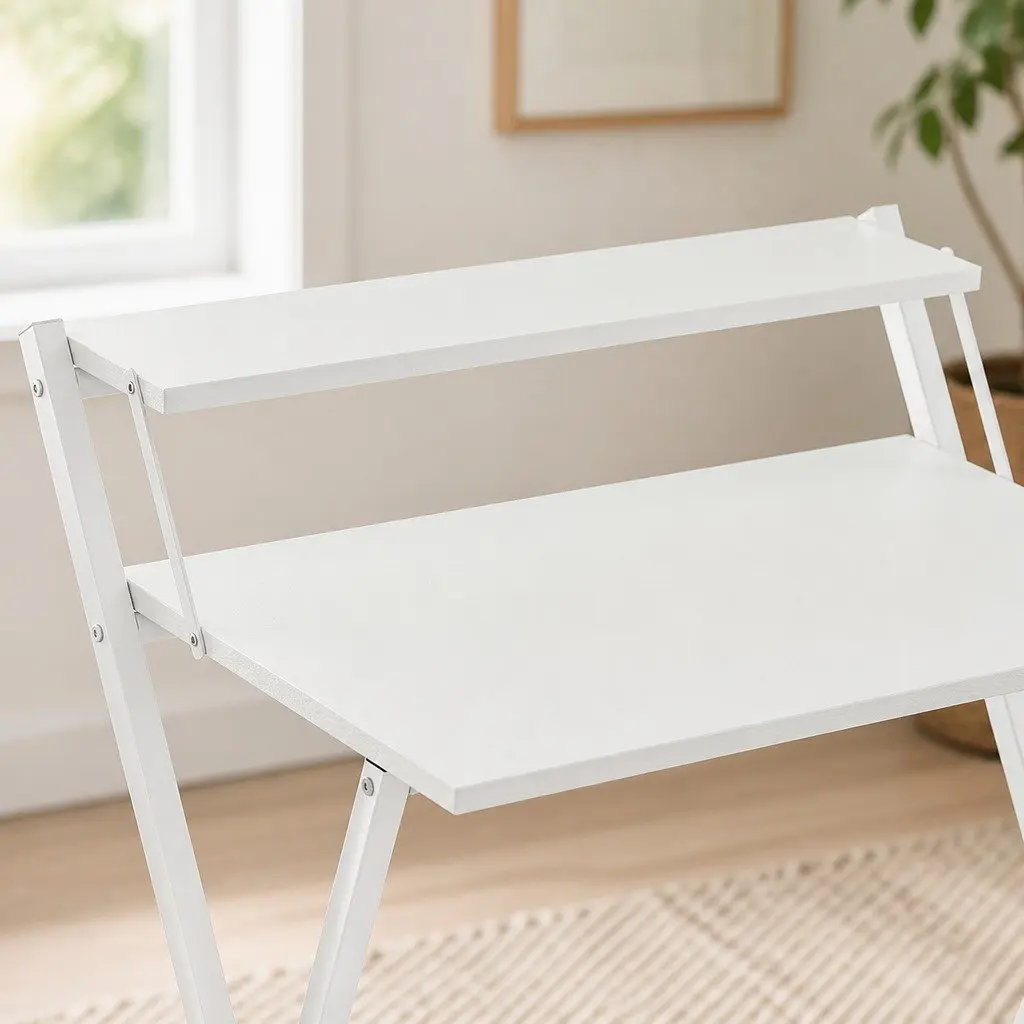 Foldable Computer Desk Space Saving White 67.5 x 45 x 84 cm