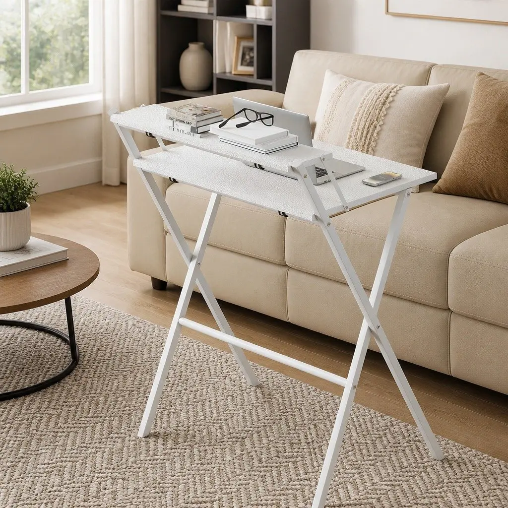 Foldable Computer Desk Space Saving White 67.5 x 45 x 84 cm