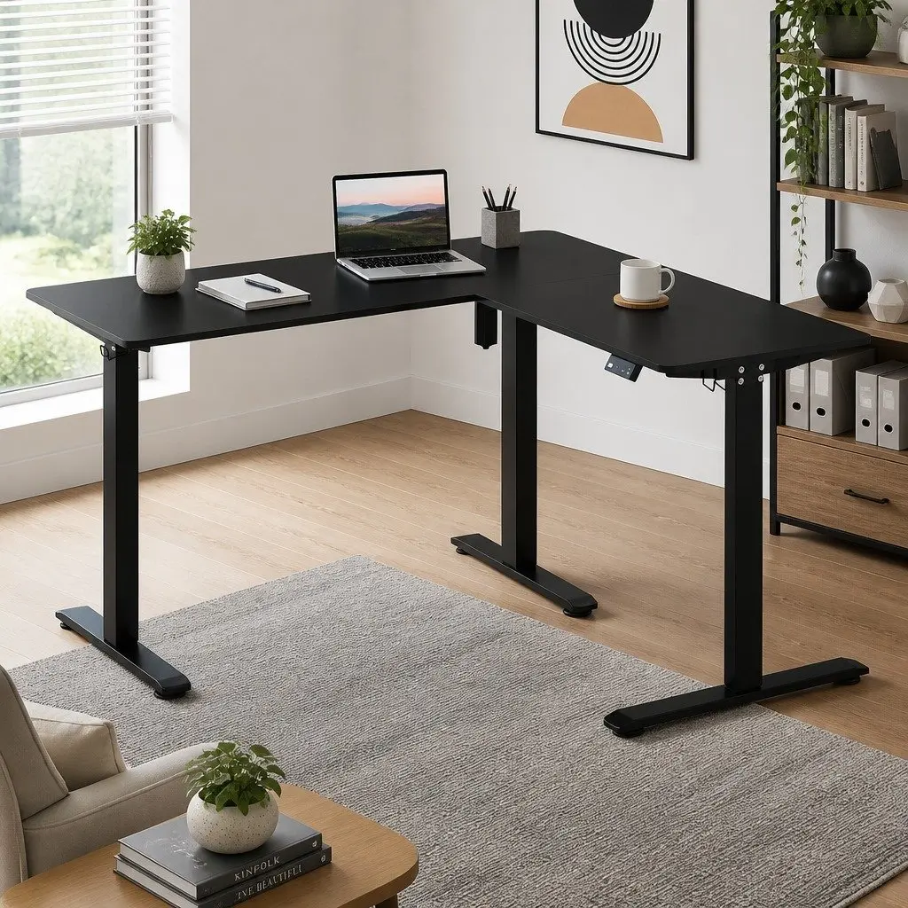 Electric Standing Desk Motorised Height Adjustable 130cm L x 130cm W