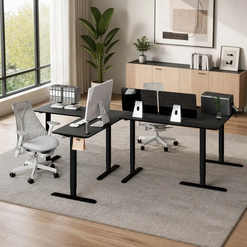Electric Standing Desk Motorised Height Adjustable 130cm L x 130cm W