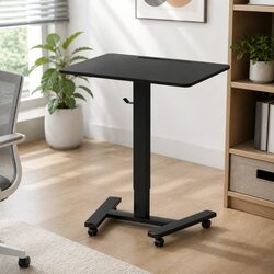 Mobile Standing Desk Adjustable Height Table Rolling Office Workstation Sit