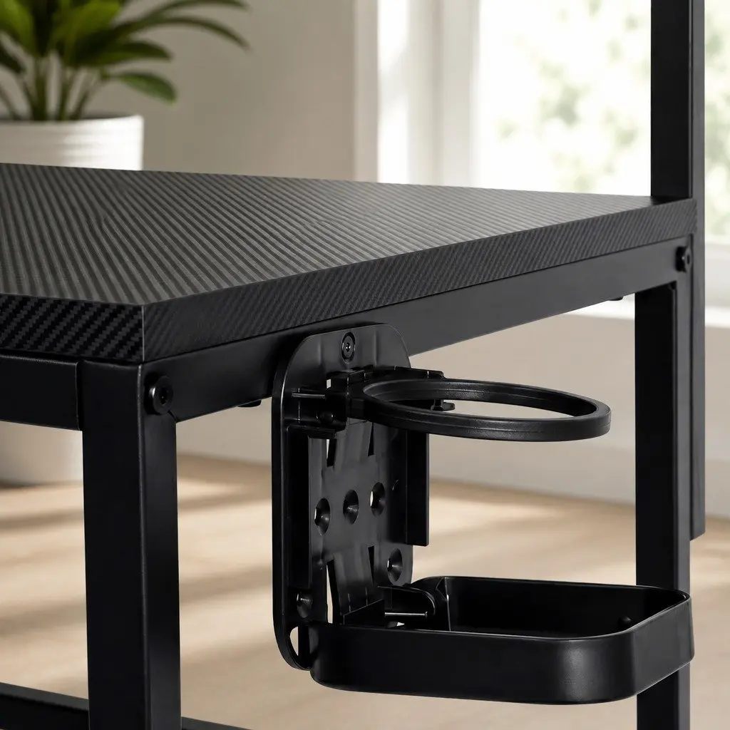 Gaming Computer Desk Adjustable Height Monitor Stand Storage Shelf Headphone