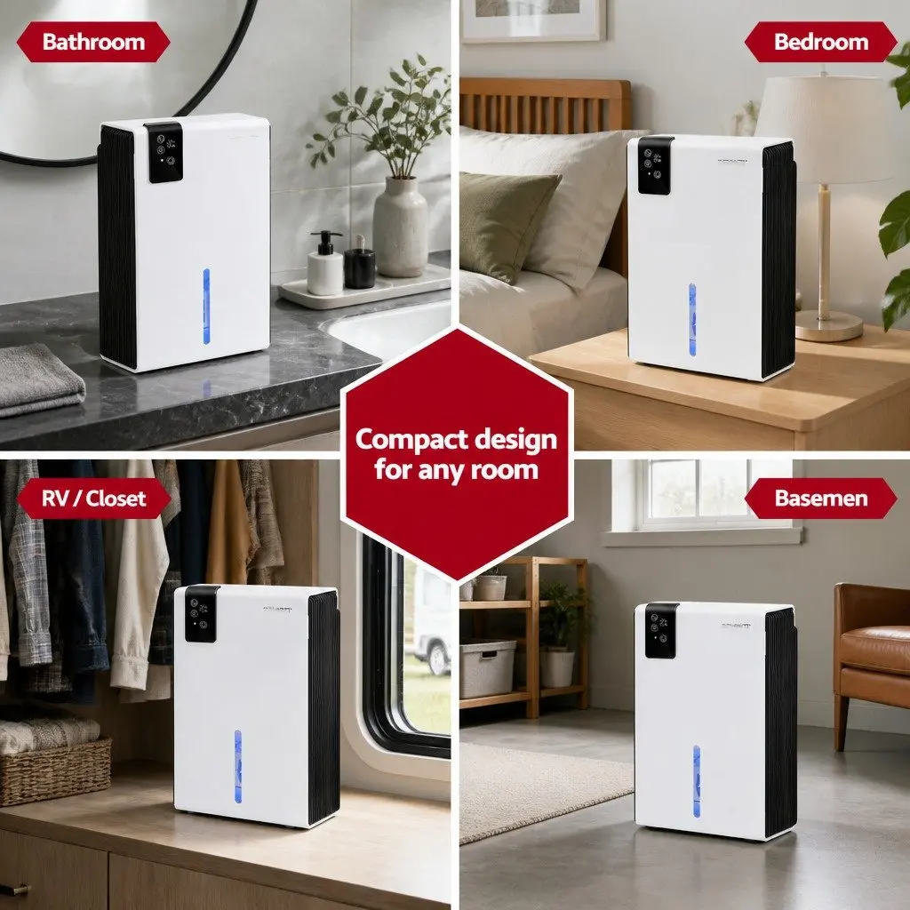 Portable Dehumidifier 2000ml Tank Bedroom Bathroom Moisture Absorber Remote