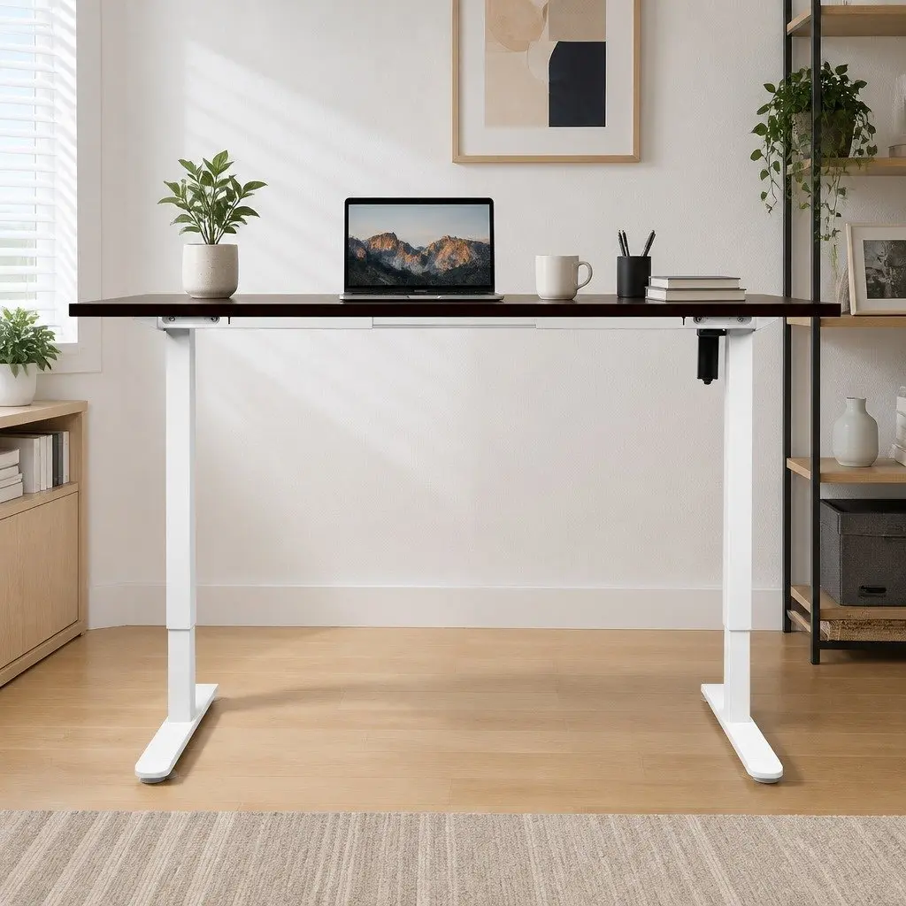 Motorised Standing Desk Adjustable Height 140cm Walnut Electric Office Sit Stand