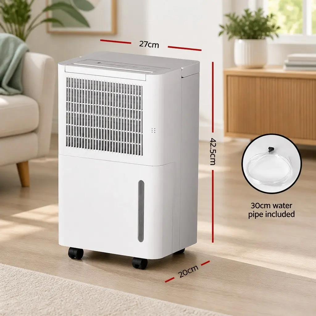 Dehumidifier 12L Portable 2-in-1 Air Purifier White Compact Quiet Operation