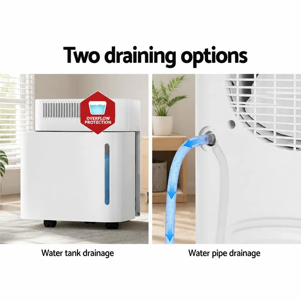 Dehumidifier 12L Portable 2-in-1 Air Purifier White Compact Quiet Operation