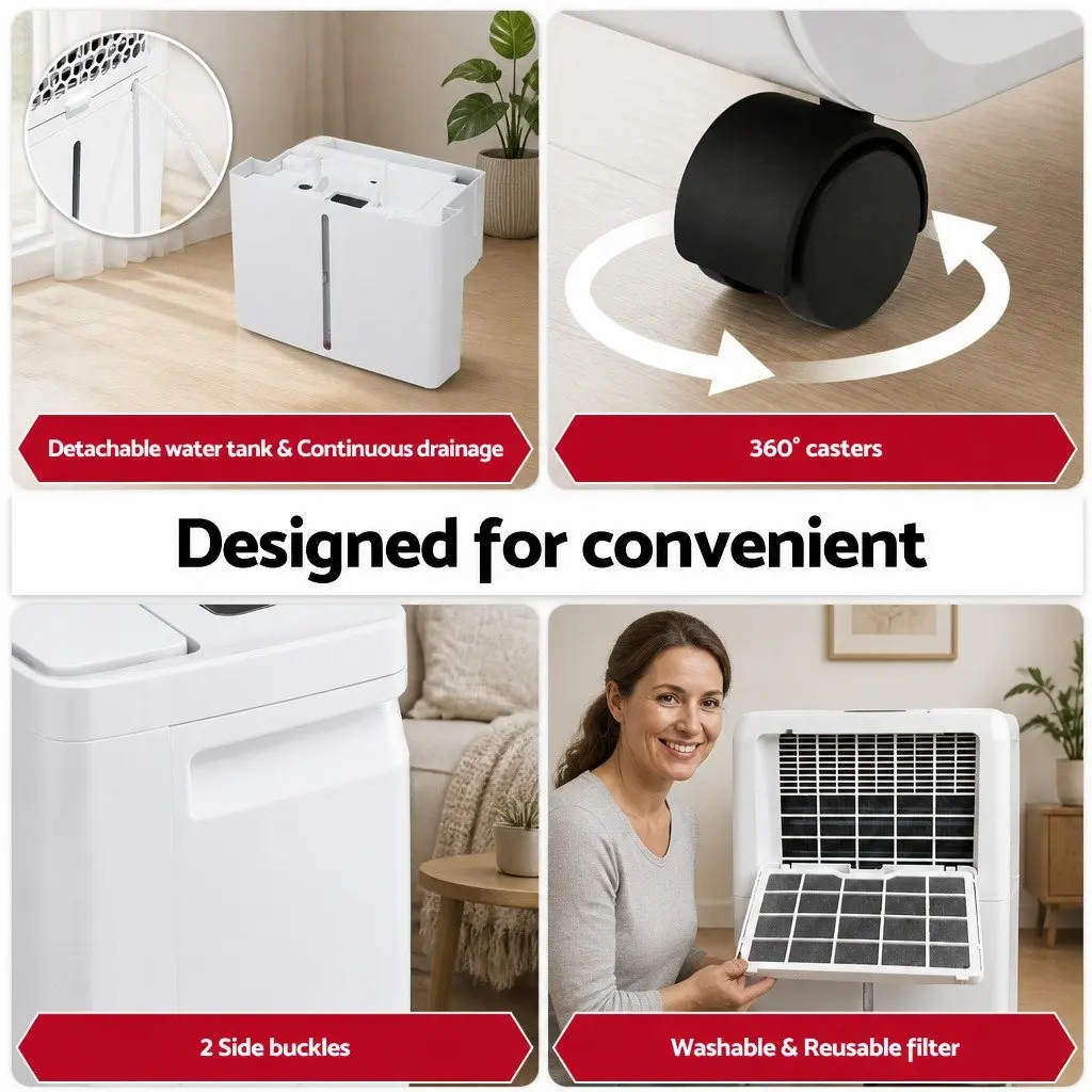 Dehumidifier Portable 16L/Day 5.5L Tank White