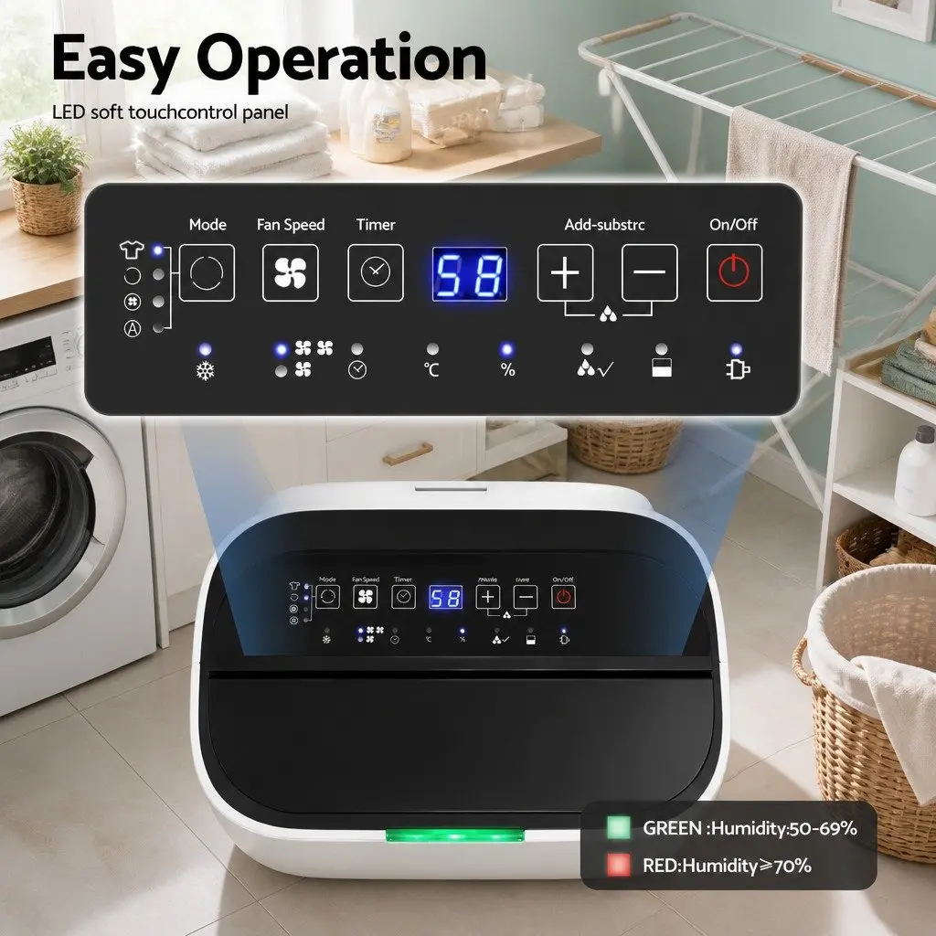 Dehumidifier 20L/Day 3-in-1 Fan Clothes Dryer White Large Room