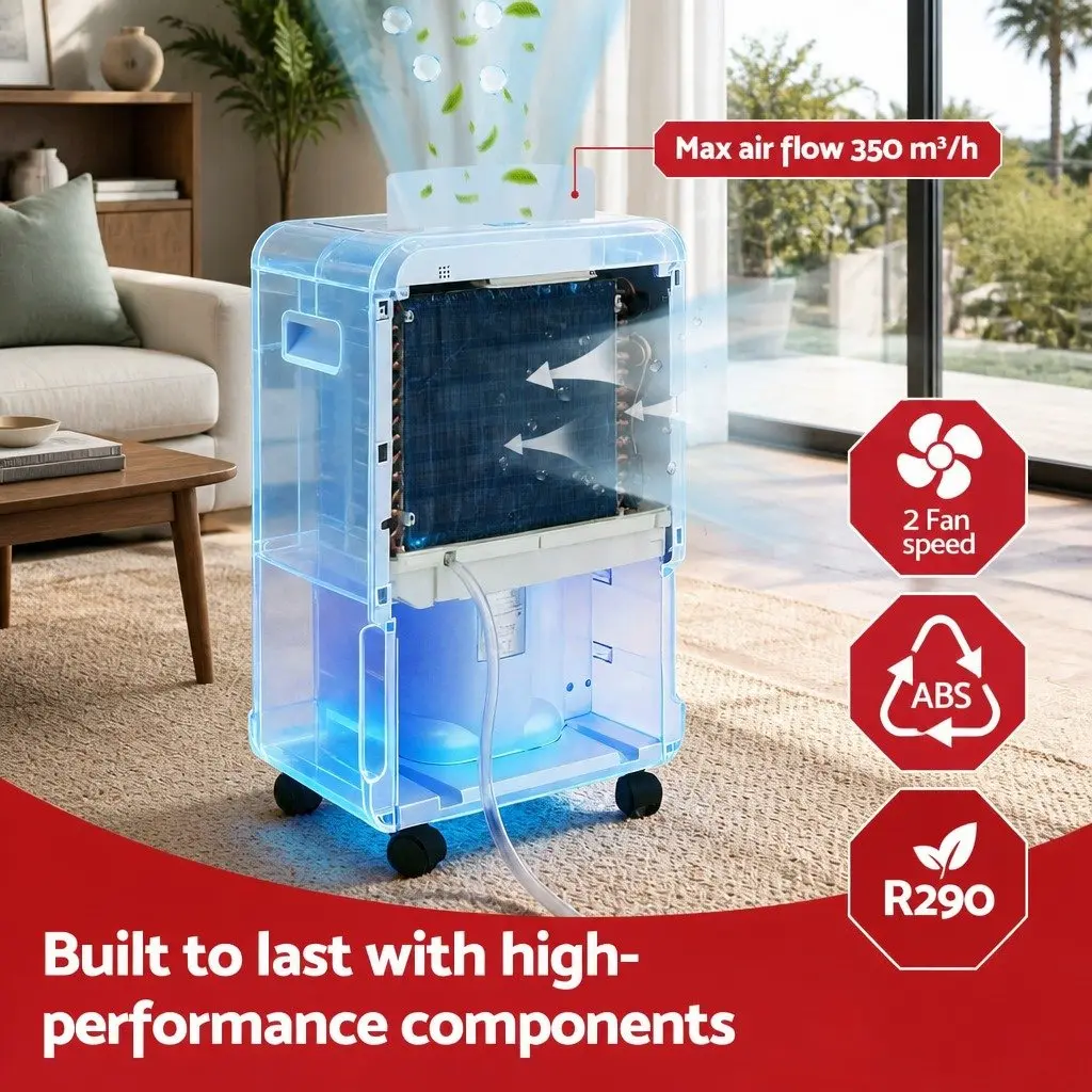 70L/Day Dehumidifier Large Space with 8.5L Water Tank White Moisture Absorber