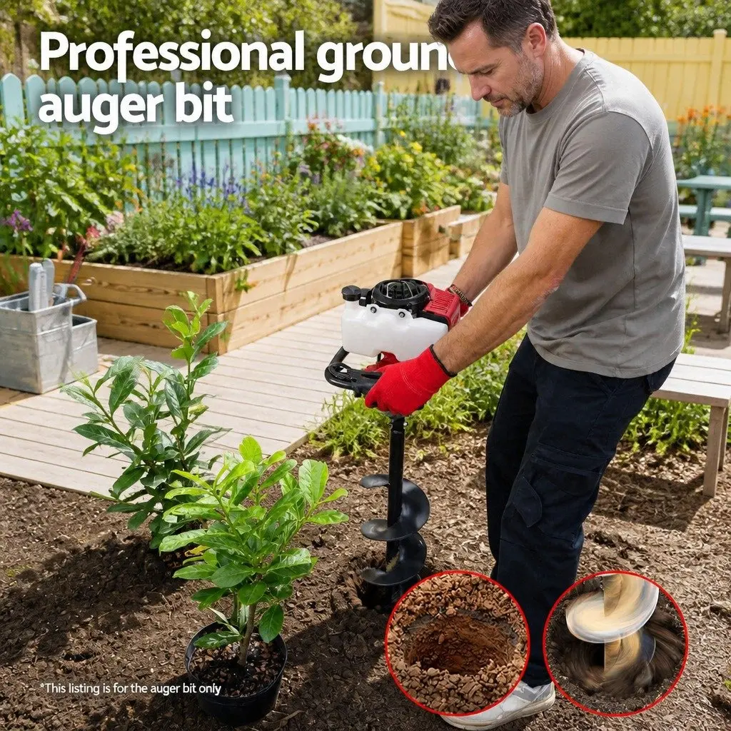 Post Hole Digger Auger Drill Bit 300mm with 80cm Extension Shaft for Garden