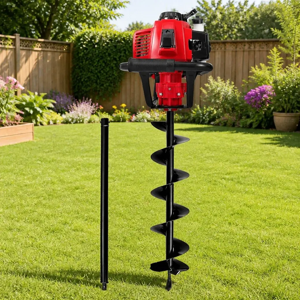 Post Hole Digger 63cc Petrol Auger 200mm Heavy Duty Steel Construction