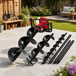 Petrol Post Hole Digger 63cc Engine Auger Bits Extensions Kit Borer