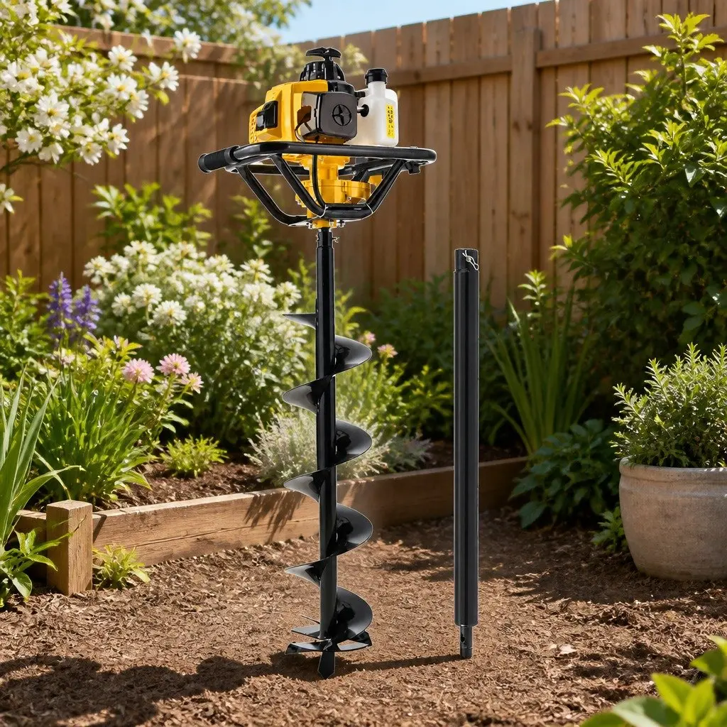Post Hole Digger 200mm Petrol Auger Extension Bits Vertical Gearbox 63cc