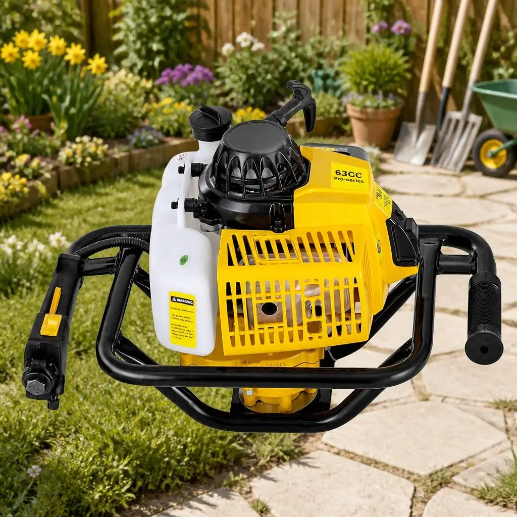 Post Hole Digger Engine 63CC Petrol Motor Yellow Single Cylinder 2-Stroke