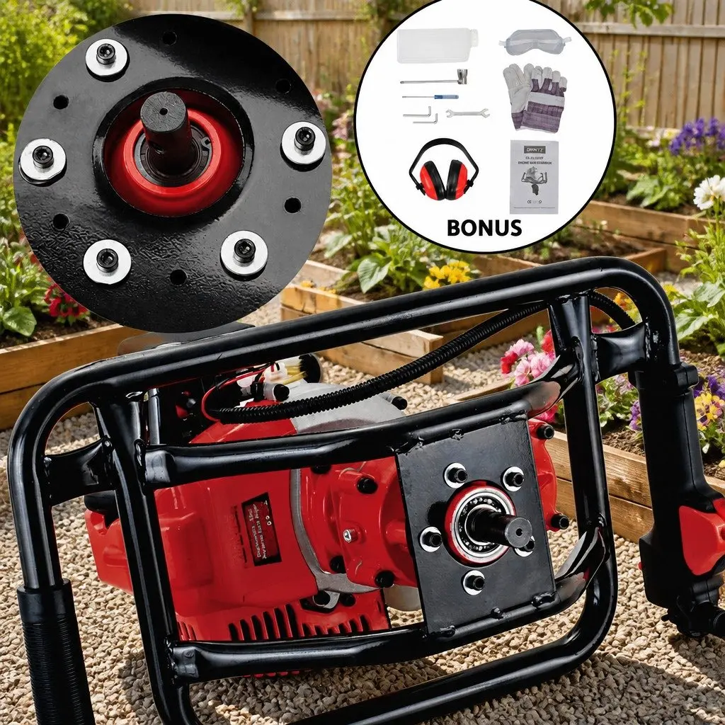 Post Hole Digger 65cc Petrol Auger Borer 200mm with 80cm Extension for Ground Drilling Tasks