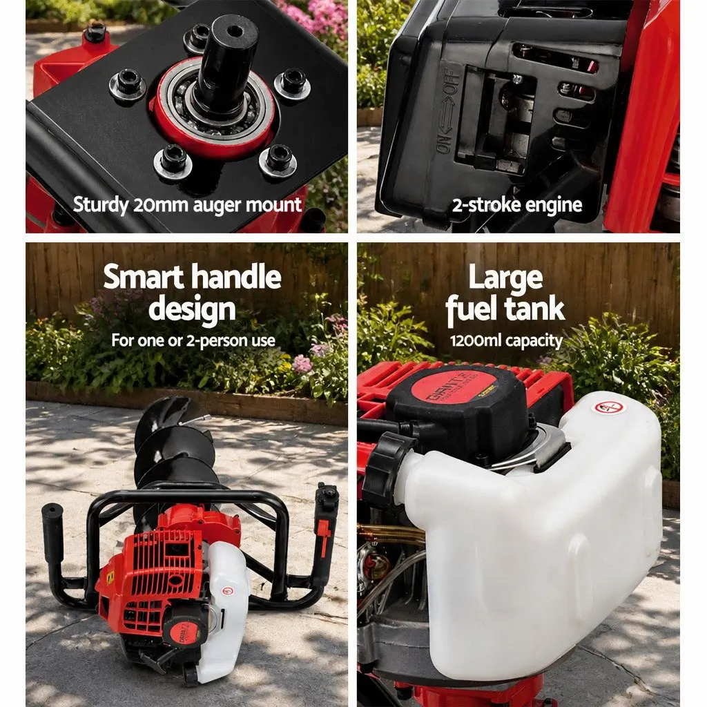 65CC Petrol Post Hole Digger Auger Borer Extension Bits Fence Decking Garden