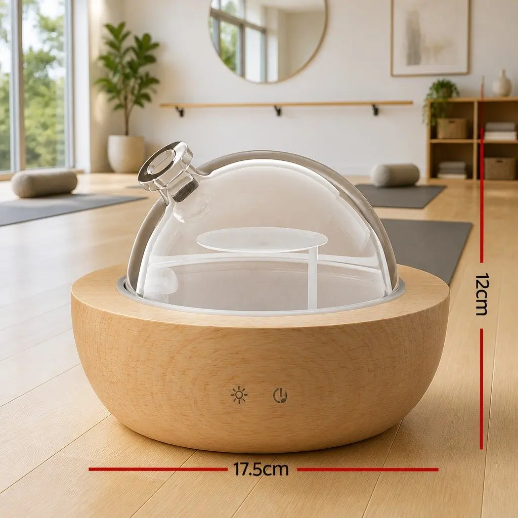 Ultrasonic Aroma Diffuser 200ml Glass Dome Aromatherapy Essential Oil Mist