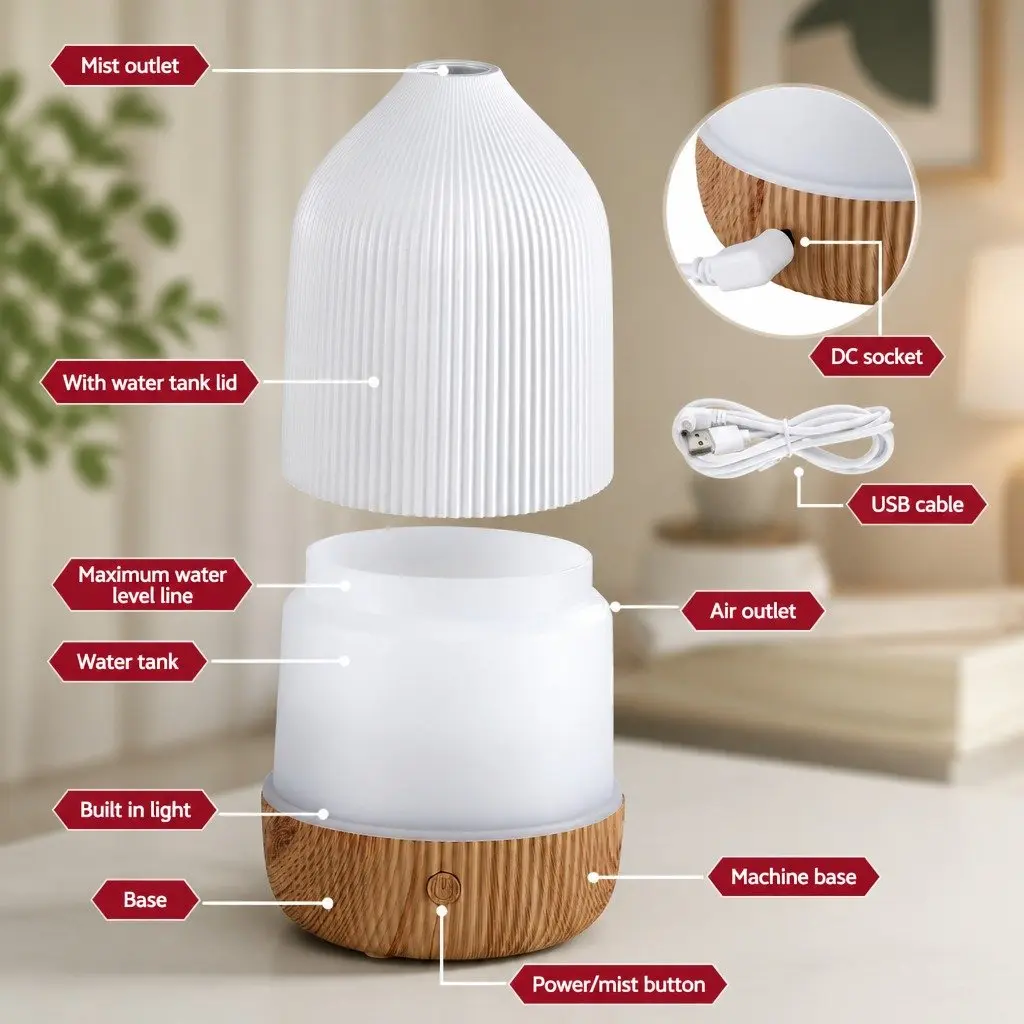 Ultrasonic Aroma Diffuser 100ml LED Aromatherapy Humidifier Mist Diffuser Night