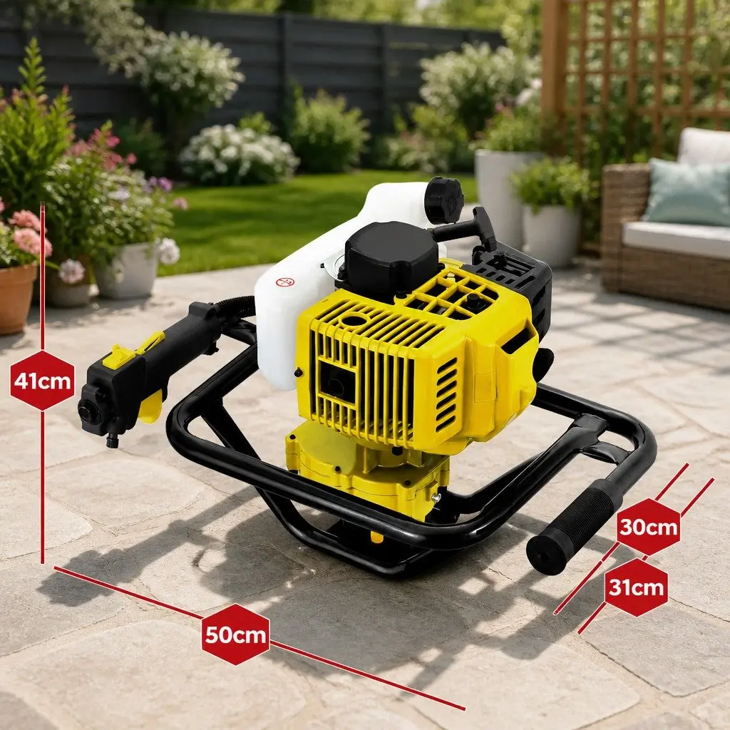 65cc Petrol Post Hole Digger Motor Engine Gearbox Power Tool Yellow