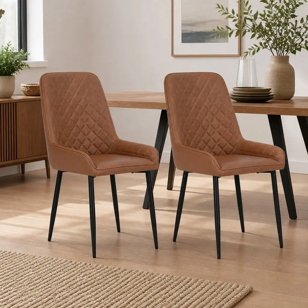Retro Brown Dining Chair Set of 2