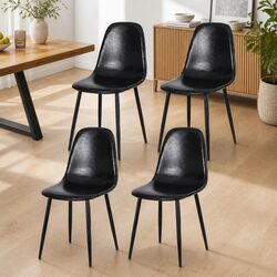 Dining Chairs Set of 4 Retro Kitchen Lounge Cafe Accent Seating Black