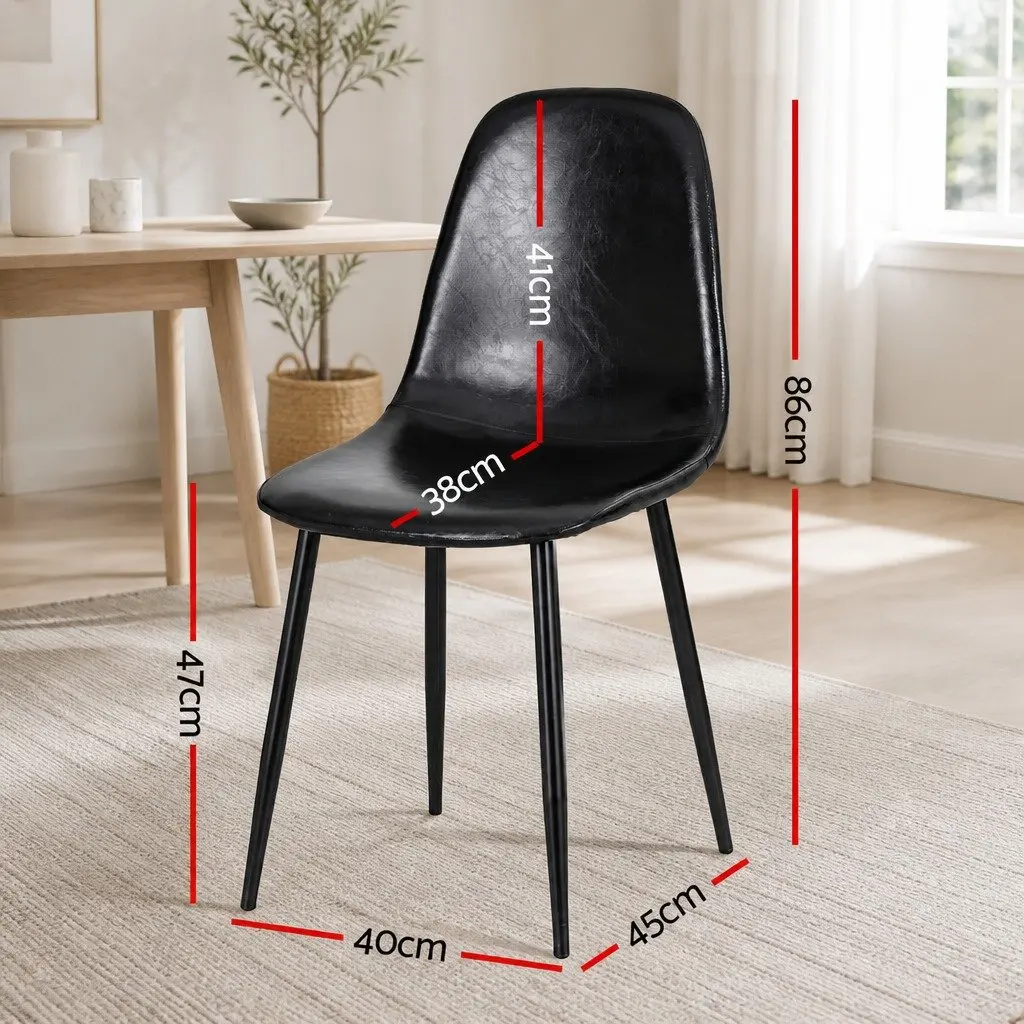 Dining Chairs Set of 4 Retro Kitchen Lounge Cafe Accent Seating Black
