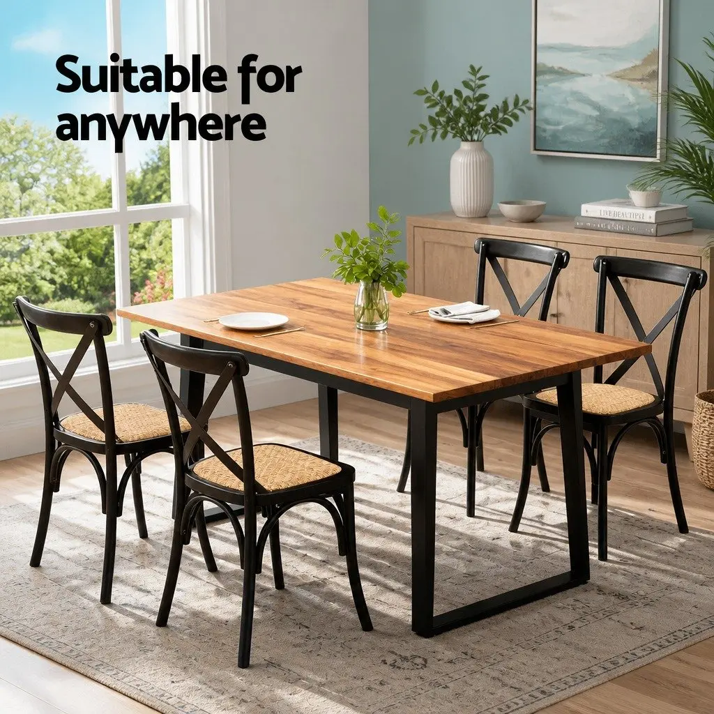 Dining Chairs Rattan Breathable Black Indoor Outdoor 42cm W x 42cm D x 88cm H