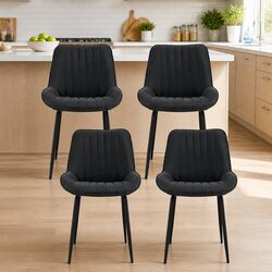 Dining Chairs Set of 4 Retro Kitchen Lounge Cafe Accent Seating Black Metal Legs