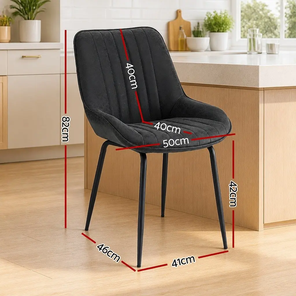 Dining Chairs Set of 4 Retro Kitchen Lounge Cafe Accent Seating Black Metal Legs