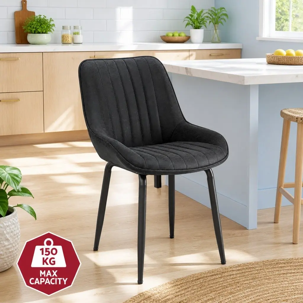 Dining Chairs Set of 4 Retro Kitchen Lounge Cafe Accent Seating Black Metal Legs