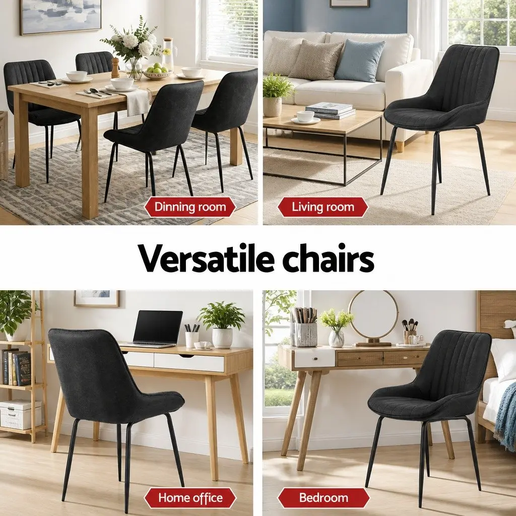 Dining Chairs Set of 4 Retro Kitchen Lounge Cafe Accent Seating Black Metal Legs