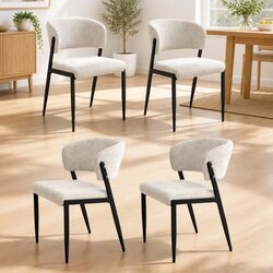 Friendly Dining Chair Set of 4 in Beige with Metal Frame