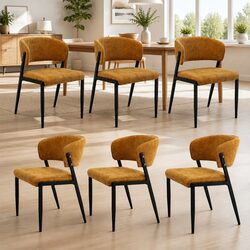 Friendly Set of 6 Upholstered Dining Chairs in Yellow