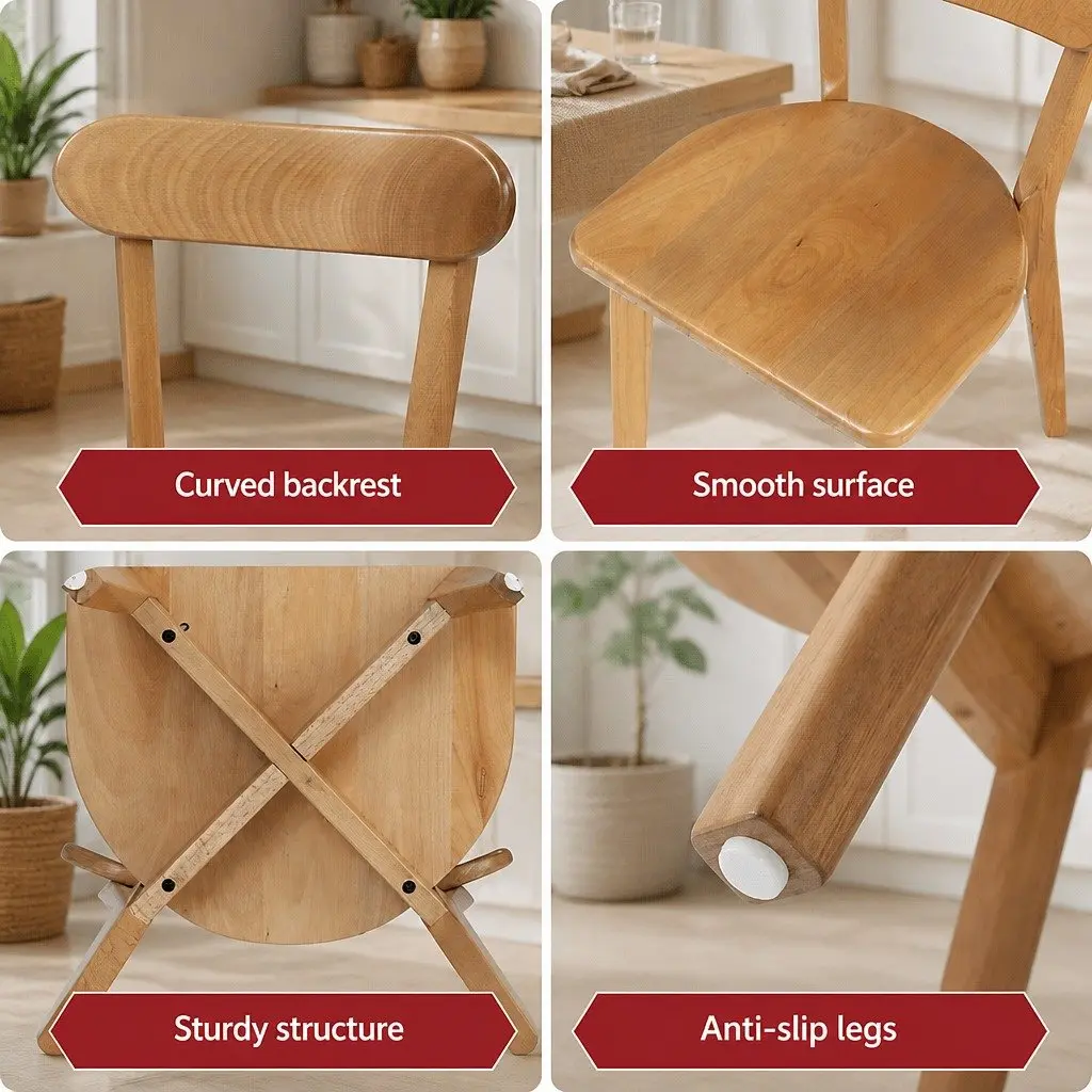 Dining Chairs Wooden Kitchen Accent Seating Rubber Wood Frame Cafe Lounge