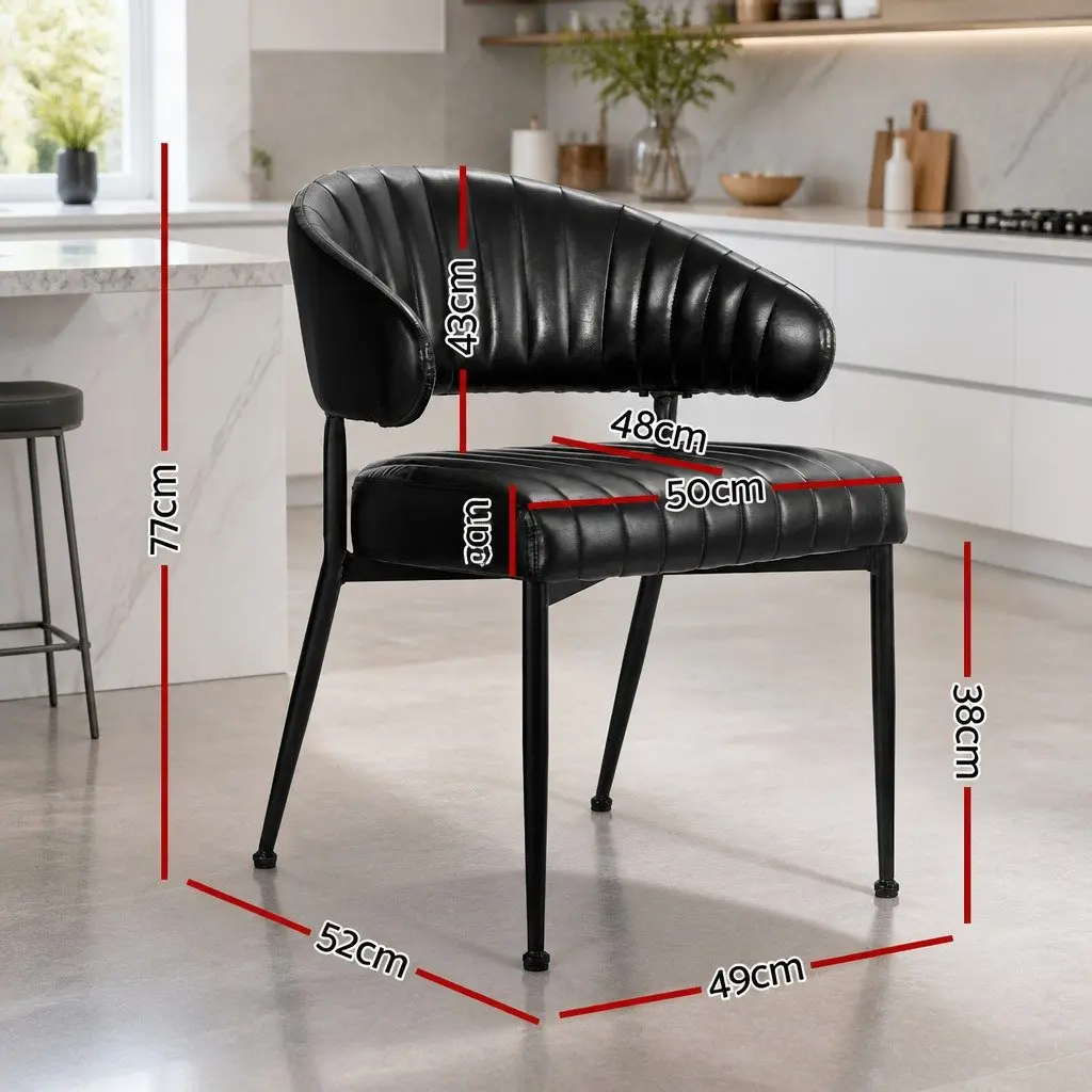 Dining Chairs Set of 4 PU Leather Armchair Padded Seat Black