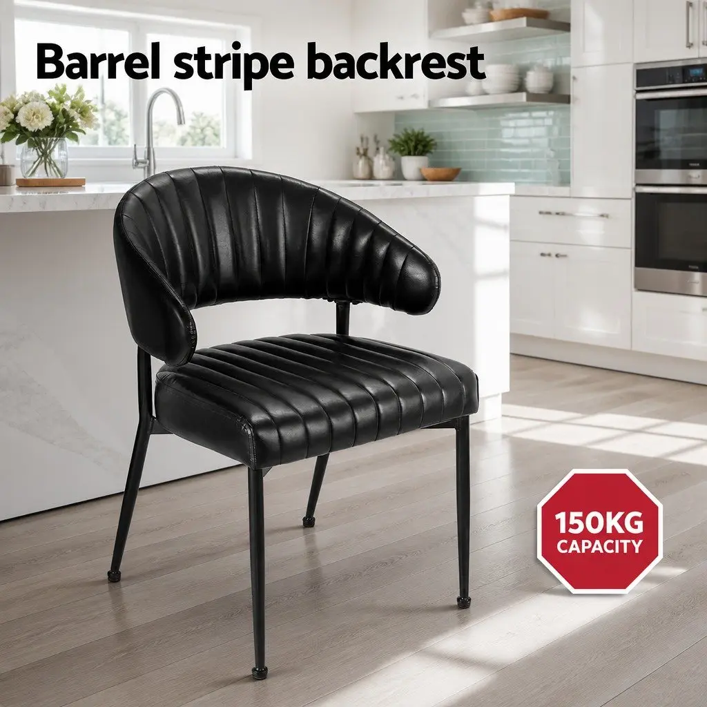 Dining Chairs Set of 4 PU Leather Armchair Padded Seat Black