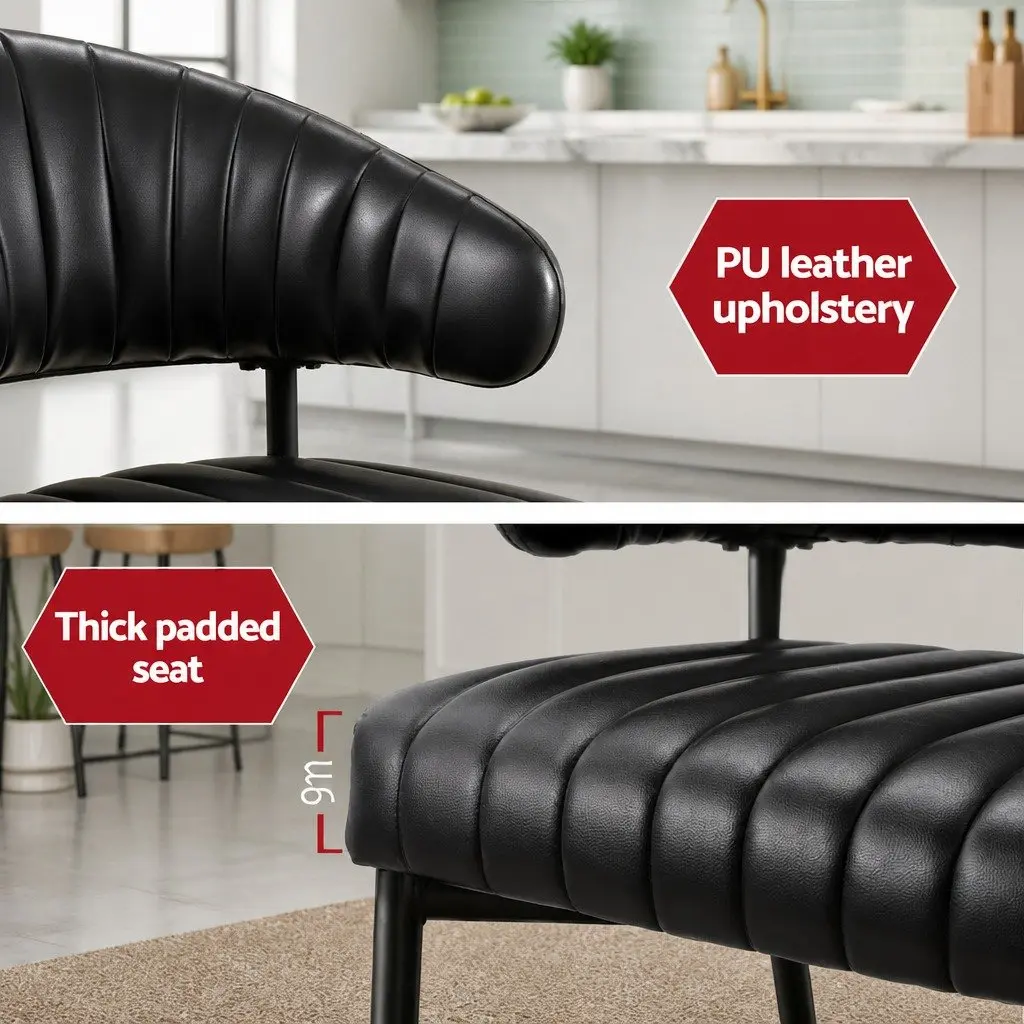 Dining Chairs Set of 4 PU Leather Armchair Padded Seat Black
