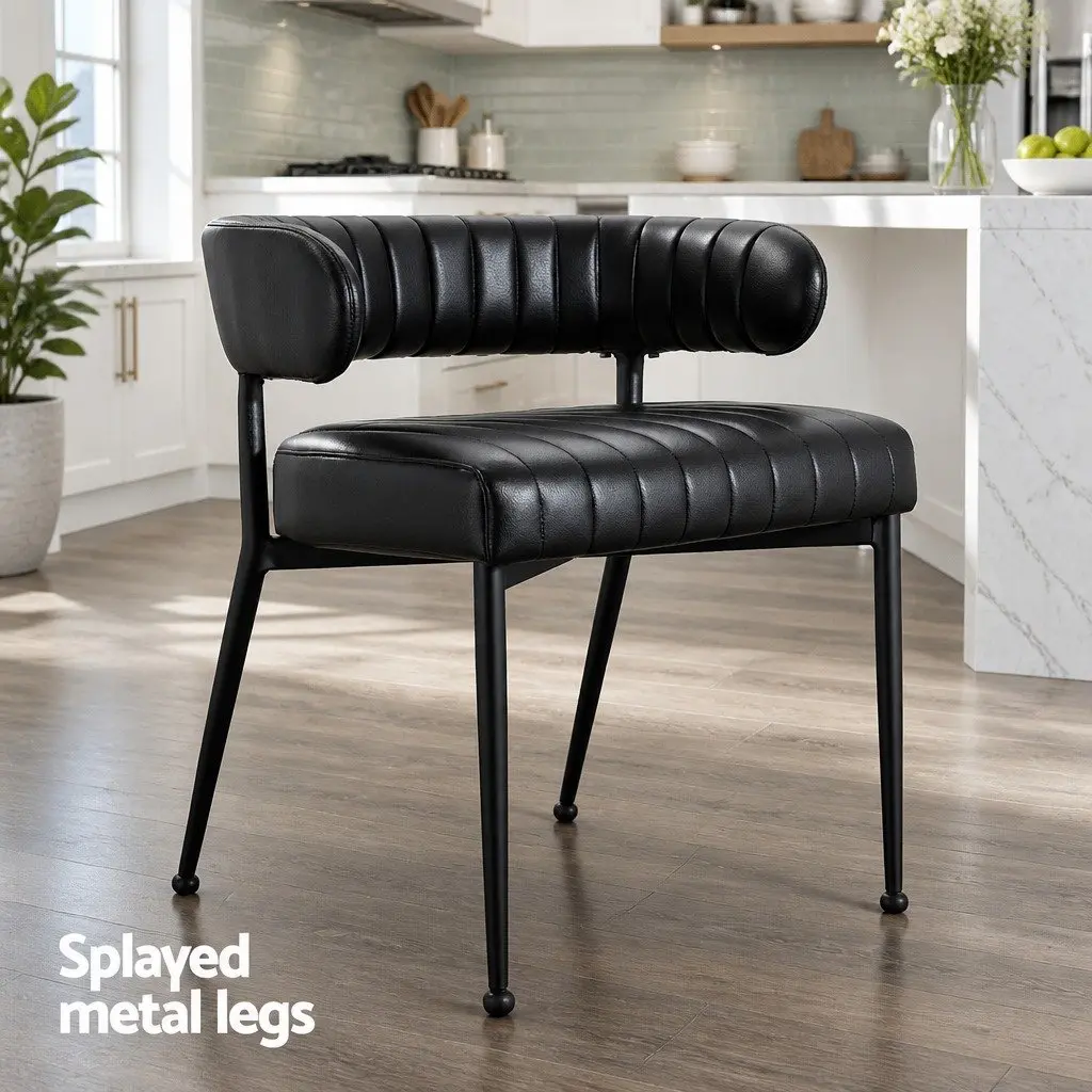 Dining Chairs Set of 4 PU Leather Armchair Padded Seat Black