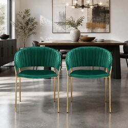 Your New Favorite Dining Chairs: Set of 2 Green Velvet Style