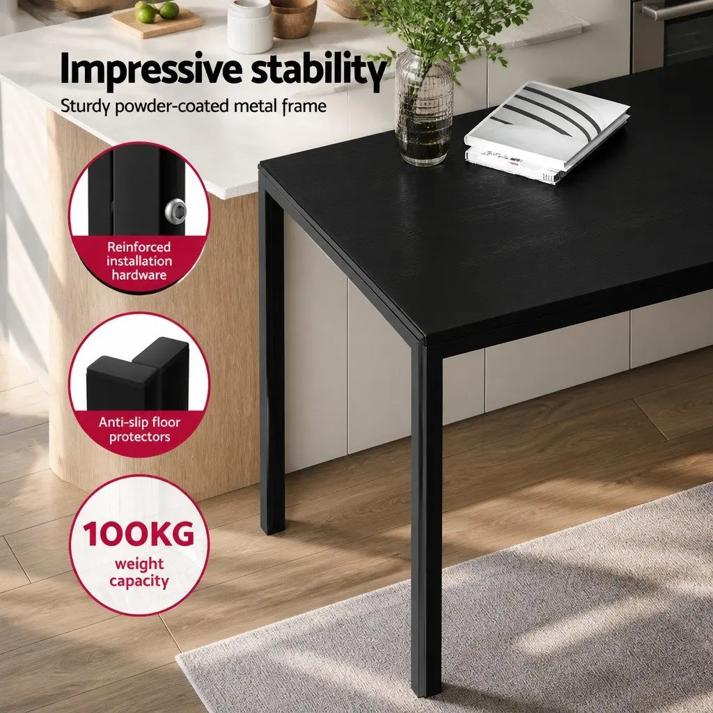 Dining Set Black Rectangular Table and 4 Chairs Modern Kitchen Furniture