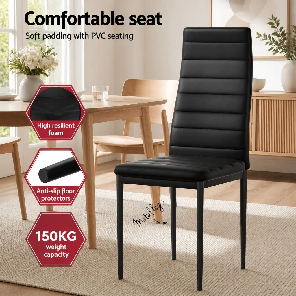 7 Piece Dining Set Contemporary Rectangular Table and 6 Chairs Black