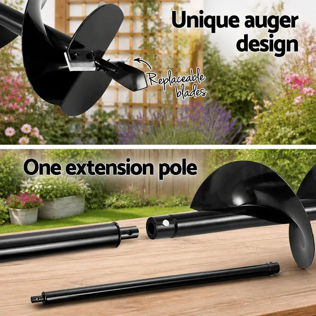 Post Hole Digger 200mm Petrol Powered 63cc Engine Heavy Duty Steel Construction