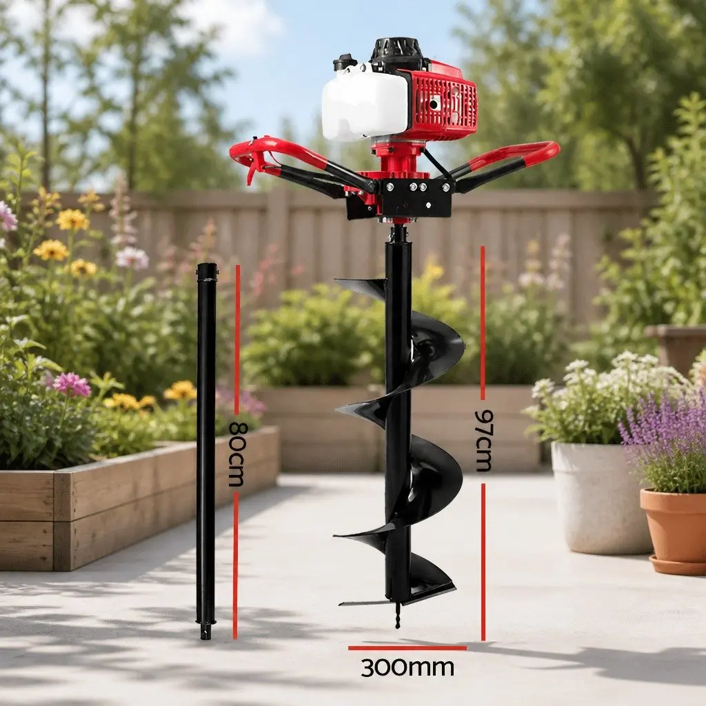 Post Hole Digger 300mm Auger Petrol Engine Extension Drill Boring Tool