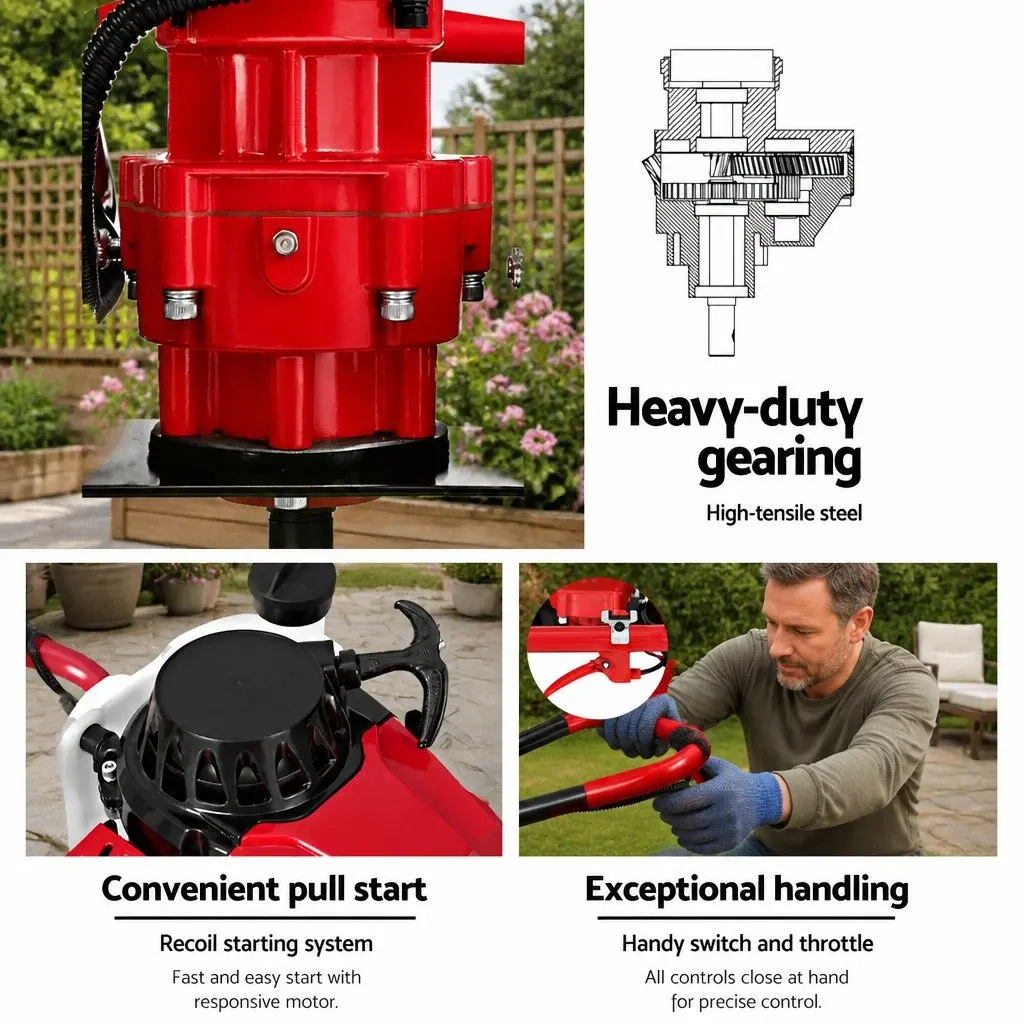 Post Hole Digger 300mm Auger Petrol Engine Extension Drill Boring Tool