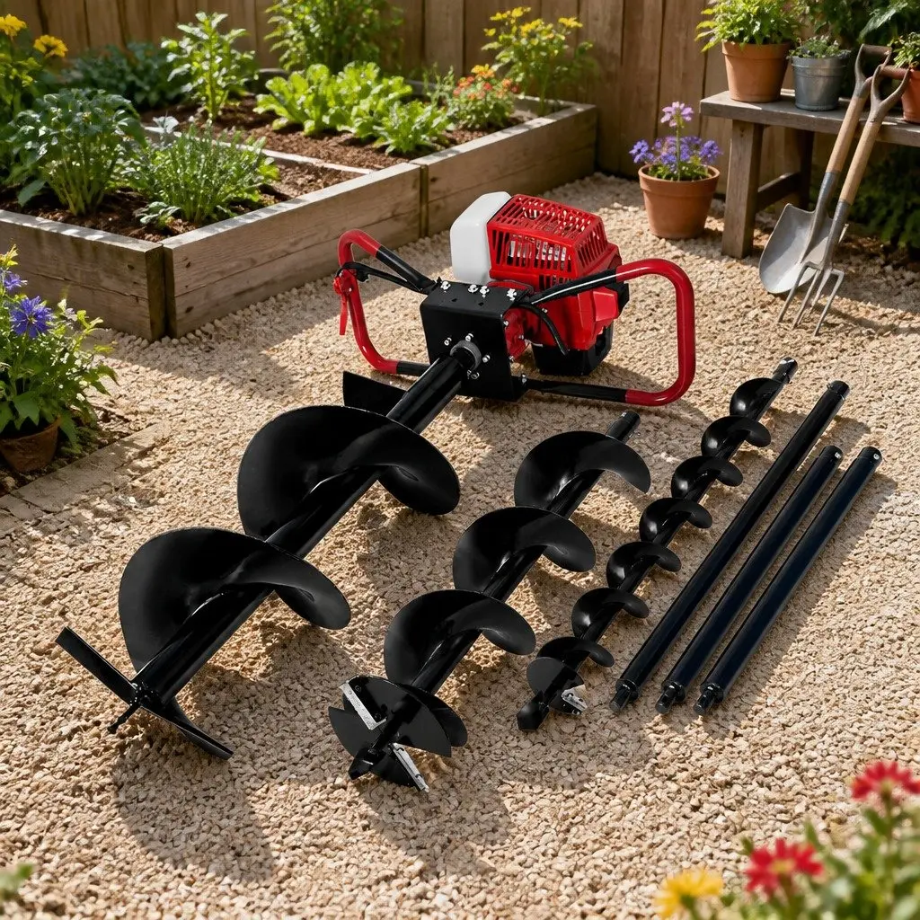 Post Hole Digger 63cc 2-Stroke Petrol Engine Auger with Extension Kit for Outdoor Power Applications