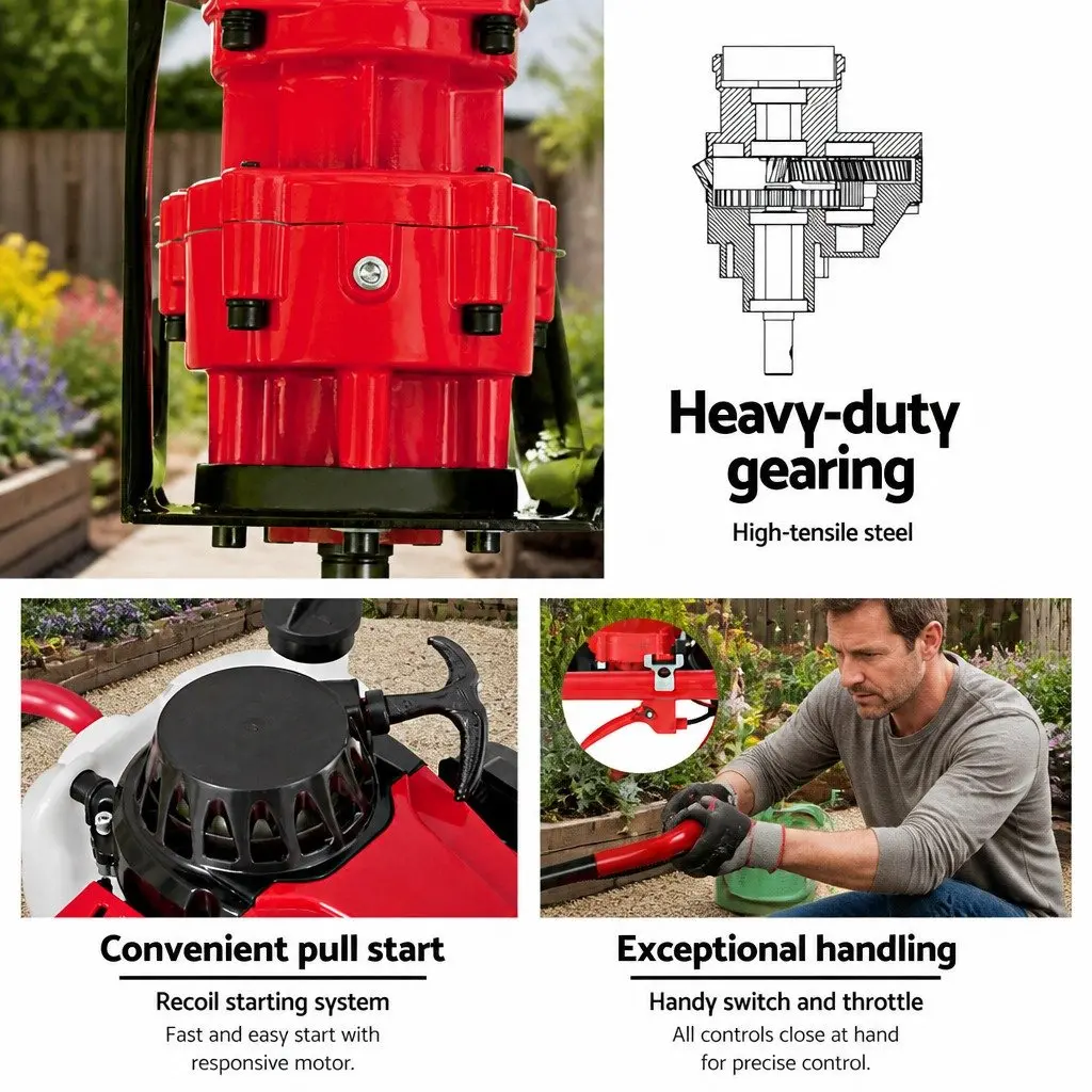 Post Hole Digger 63cc 2-Stroke Petrol Engine Auger Extension Kit Outdoor Power