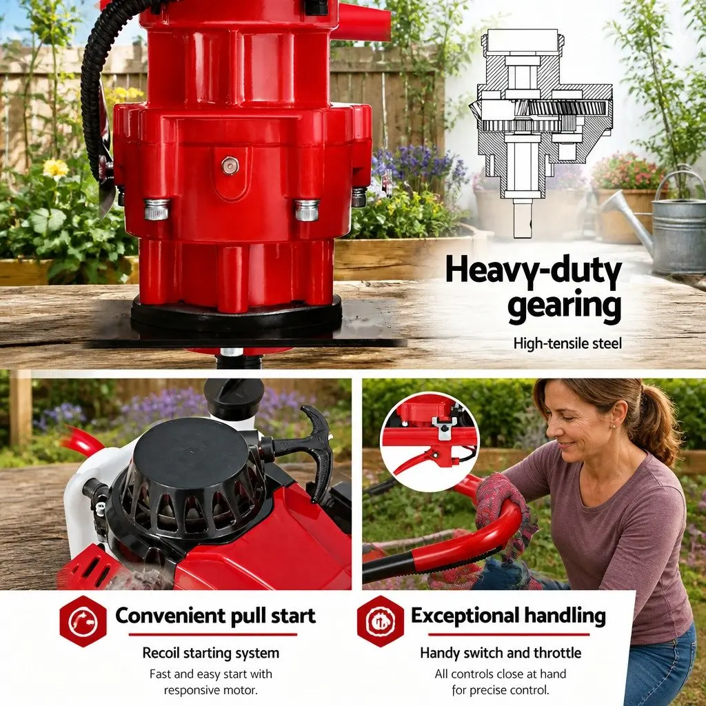 Post Hole Digger Petrol Engine 63cc 2-Stroke 7500RPM