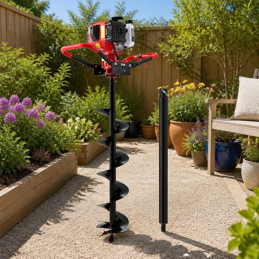 Post Hole Digger 200mm Petrol Auger Extension Bits Drill Accessories Black Red