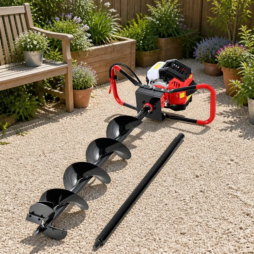 Post Hole Digger 200mm Petrol Auger Extension Bits Drill Accessories Black Red