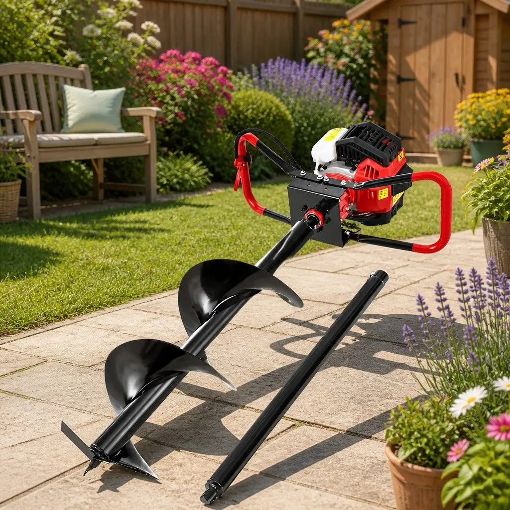 Post Hole Digger Heavy Duty Steel 300mm Auger with 65cc Engine and 80cm Extension